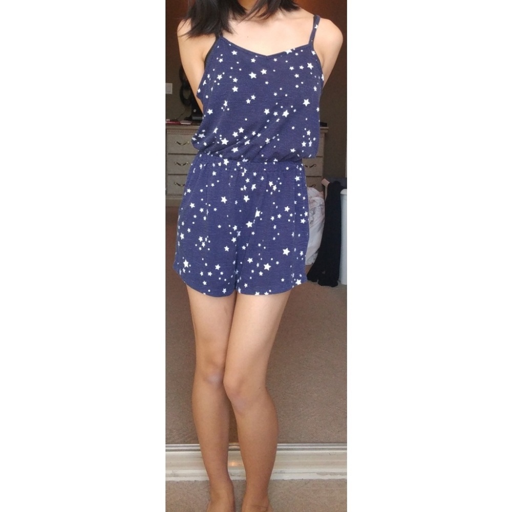 Navy romper with white Stars
